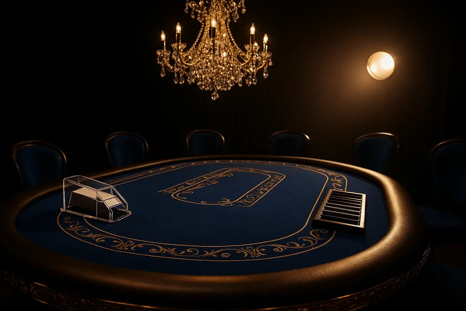 Hyperrealistic wide shot of premium live baccarat studio in the Philippines
